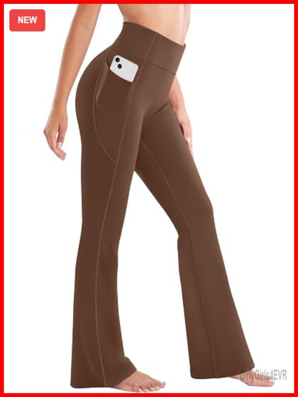 Fleece Lined Yoga Pants with Pockets High Waist Winter Flare Leggings
